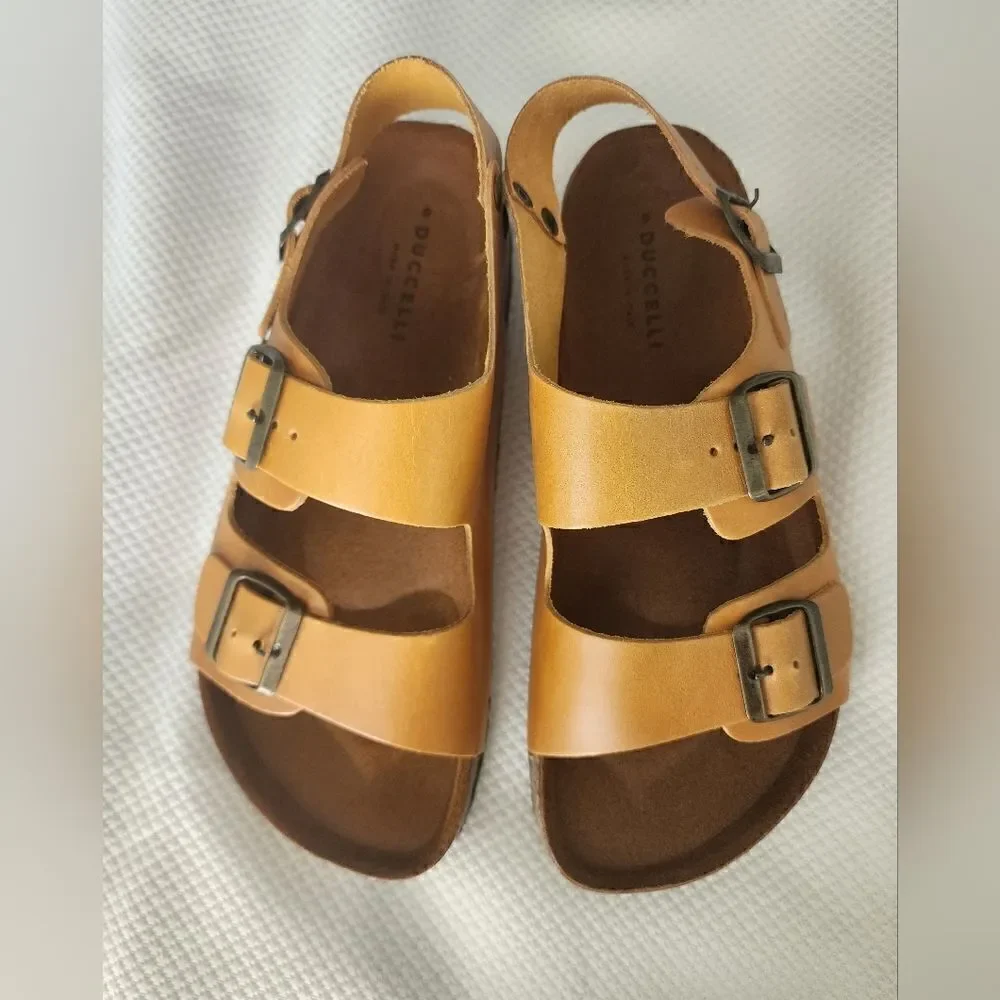 DUCCELLI Made in Italy Bank Siena leather comfort lagenlook buckle Sandals